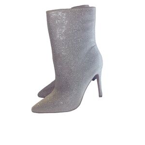 Fashion Nova Glitter pointed toe ankle booties Size 7.5